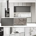Elegant Modern Kitchen Interior Design With Sleek Cabinets And Marble Countertops 3d model