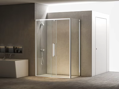 Modern Shower Sauna Interior With Glass Enclosure Steam Room And Stone Walls 3d model
