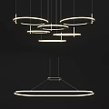 Modern Multiple Circular Ring Pendant Lights with Illuminated Design and Hanging Structure 3d model