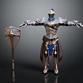 Medieval Knight Shield And Armor With Metallic Blue Gold Accents And Detailed Design