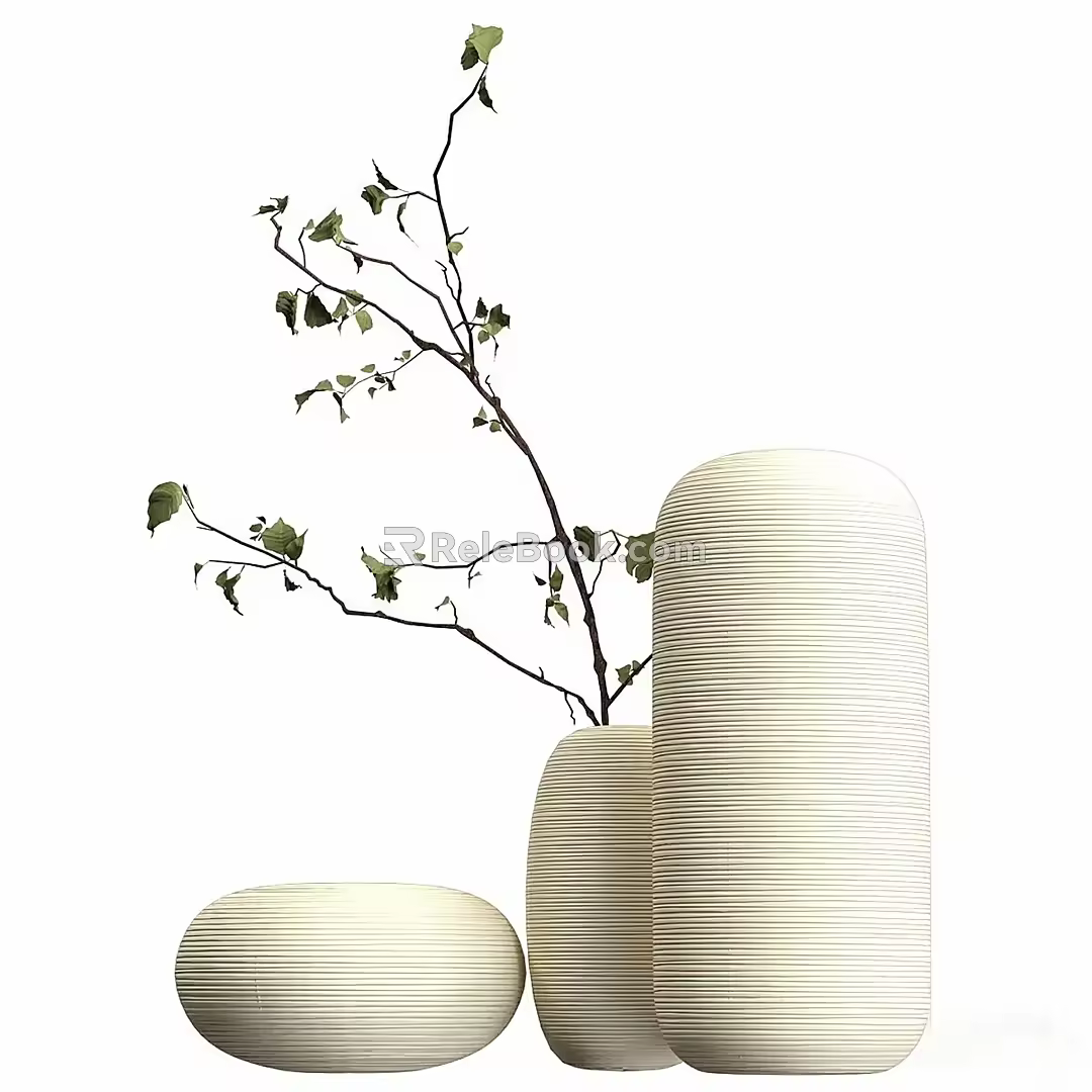 Vase with branches 3d model