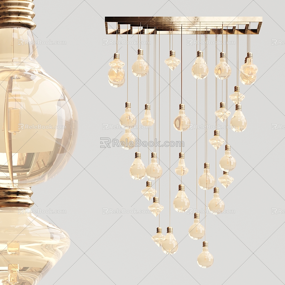 Modern chandelier light bulb chandelier 3d model