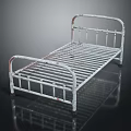 Vintage White Metal Double Bed Frame With Distressed Railings And Rustic Design