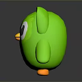 Green Cartoon Owl Toy With Big Eyes Orange Beak And Cute Design