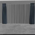 Blue Thick Curtains With White Sheer Panels In Modern Interior 3d model