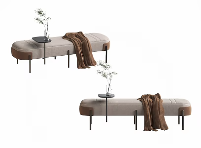 Modern Sofa Stool Fabric Sofa Stool Bed End Stool Fabric Chaffee Plant Vase Ornaments 3d model