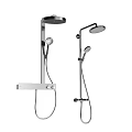 Modern Chrome Shower Head System With Overhead Sprayer Handheld Wand And Bracket 3d model