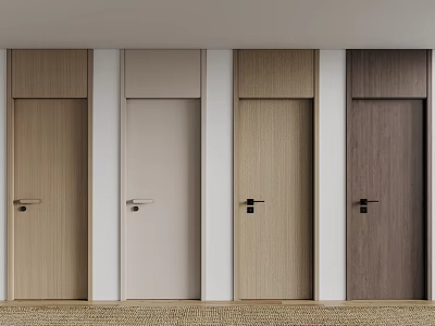 Modern Flush Doors With Different Color Options And Wooden Texture For Interior 3d model