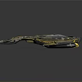 Advanced Futuristic Interstellar Spaceship Design With Sleek Metallic Body And Yellow Accents
