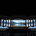 Modern Stage Design With Dynamic Lighting Large Screens And Mountain Backdrop