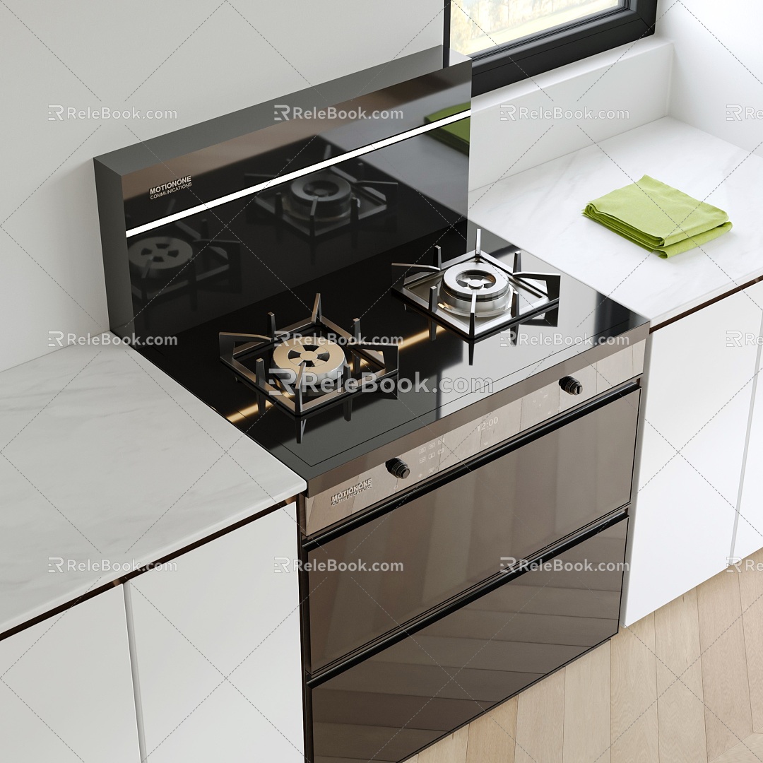 Kitchen integrated stove double-eye gas stove stove stove integrated steam oven kitchen countertop 3d model