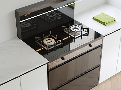 Kitchen integrated stove double-eye gas stove integrated steam oven kitchen countertop 3d model