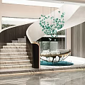 Modern Spiral Staircase Design With Marble Steps Glass Pendant Light In Entrance Hall Wooden Walls