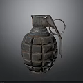 Vintage Military Grenade With Metal Casing Diamond Pattern Fuse And Pull Ring