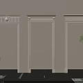 Three Elegant White Decorative Door Frames With Ornate Tops And Green Plants
