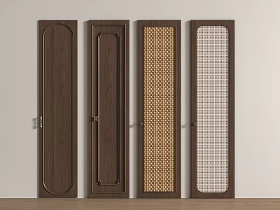 Different Designed Brown Wooden Doors With Various Panel Patterns For Home Interior 3d model