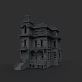Detailed Three Story Detached Villa With Tower Balcony And Staircase Exterior