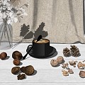 Modern Walnut Walnut Ornaments 3d model