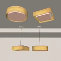 Modern Minimalist Lighting Combinations With Round Square Ceiling Pendant Lights 3d model