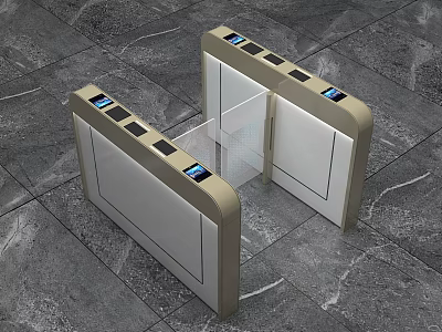 Commercial Access Control Turnstile With Transparent Barrier And LCD 3d model