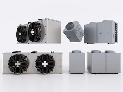 Various Types of Air Conditioner Fan Units with Modern Design Components 3d model