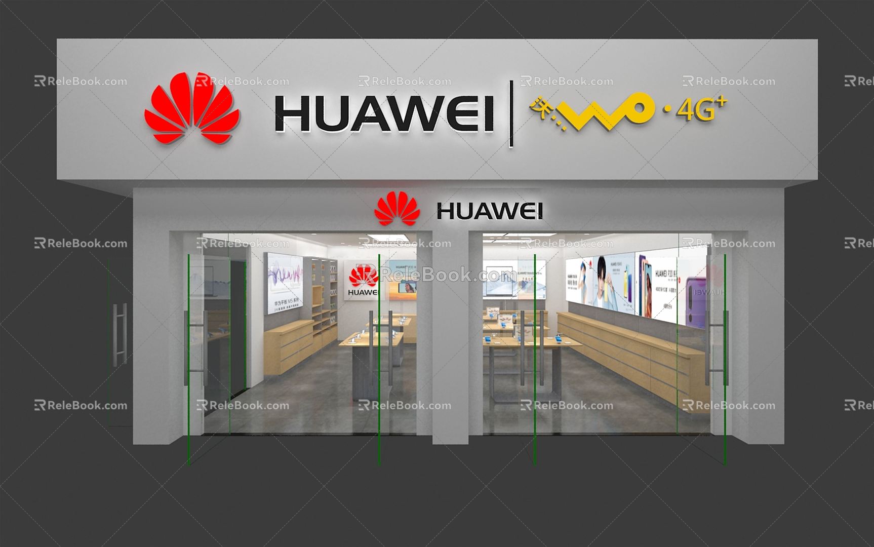 Modern door head Huawei mobile phone store door head appearance 3d model