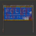 Rusty Road Sign Displaying Polio Road Close Text With Worn Out Edges
