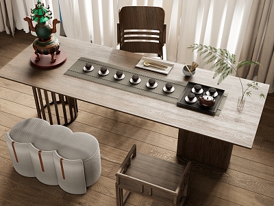 New Chinese Tea Table Tea Chair Combination 3d model