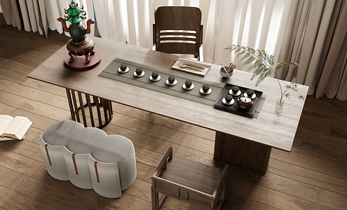 New Chinese Tea Table Tea Chair Combination 3d model