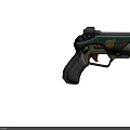 Modern Green And Gray Pistol Featuring Smiley Face Design Red Accents And Ergonomic Grip