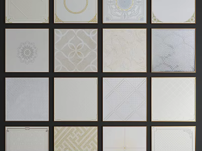 Decorative Ceiling Panels With Various Intricate Patterns For Home Interior 3d model