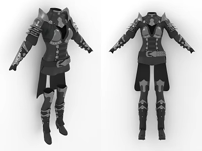 Medieval Fantasy Battle Armor Outfit With Shoulder Plates Wrist Guards And Leg Armor 3d model