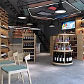 Modern Liquor And Tobacco Store Interior With Shelves Display Wine Bottles And Lighting