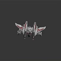 Futuristic Mechanical Robot Character With White Red Armor Multiple Limbs And Back Propellers