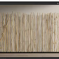Decorative Wooden Room Divider With Natural Branch Like Slats For Interior Design