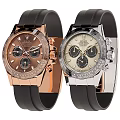 Two Rolex Chronograph Watches With Black Rubber Straps