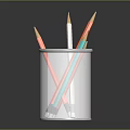 White Cylindrical Pen Holder With Colorful Pencils For Desk Stationery Organizer