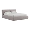 Modern Upholstered Gray Double Bed With Soft Fabric Headboard And Platform Base 3d model