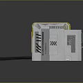 Yellow And White Mechanical Device Featuring Black Internal Components And Attached Cables