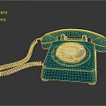 Vintage Blue Rotary Dial Computer Modem Displaying Classic Retro Design Elements 3d model