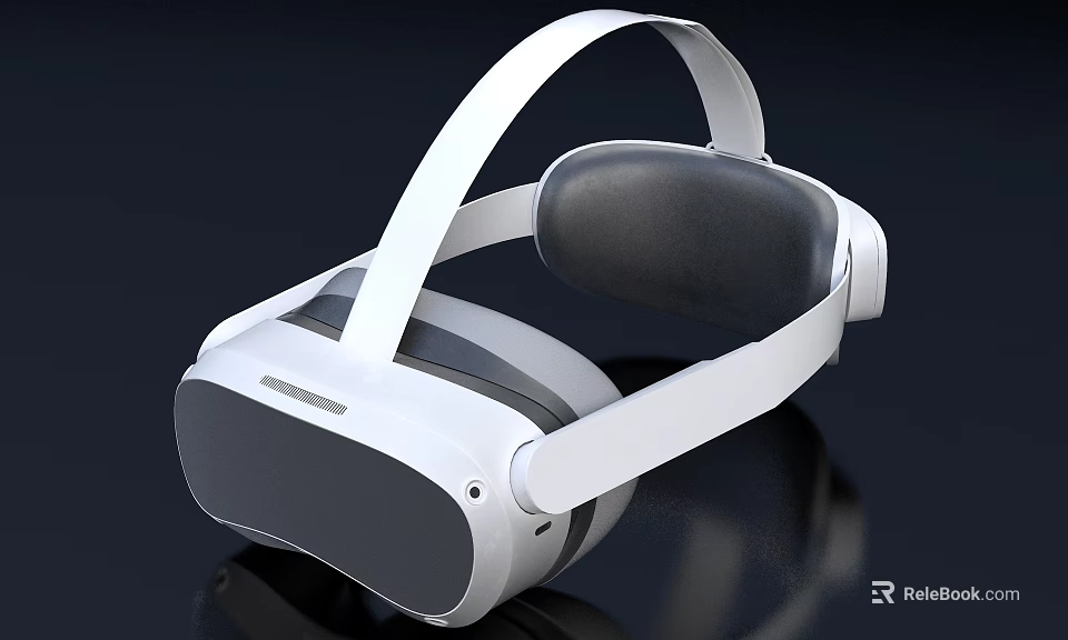 Sleek White VR Headset With Comfortable Strap And Black Lens Design 3d model 