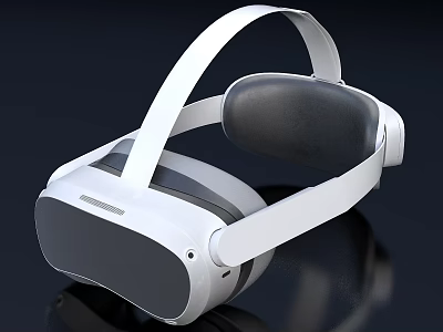 Sleek White VR Headset With Comfortable Strap And Black Lens Design 3d model