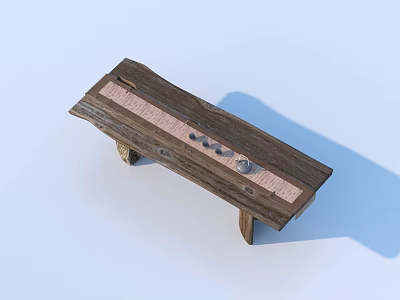Handcrafted Rustic Wooden Tea Table Featuring Natural Wood Grain And Simple Design 3d model