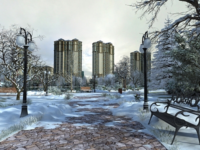 Modern Snow Park 3d model