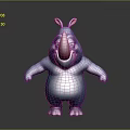 Cute Blue Cartoon Character With Pink Ears Nose And Round Body