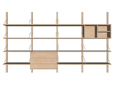 Modern Wall Rack White Oak Wall Rack 3d model