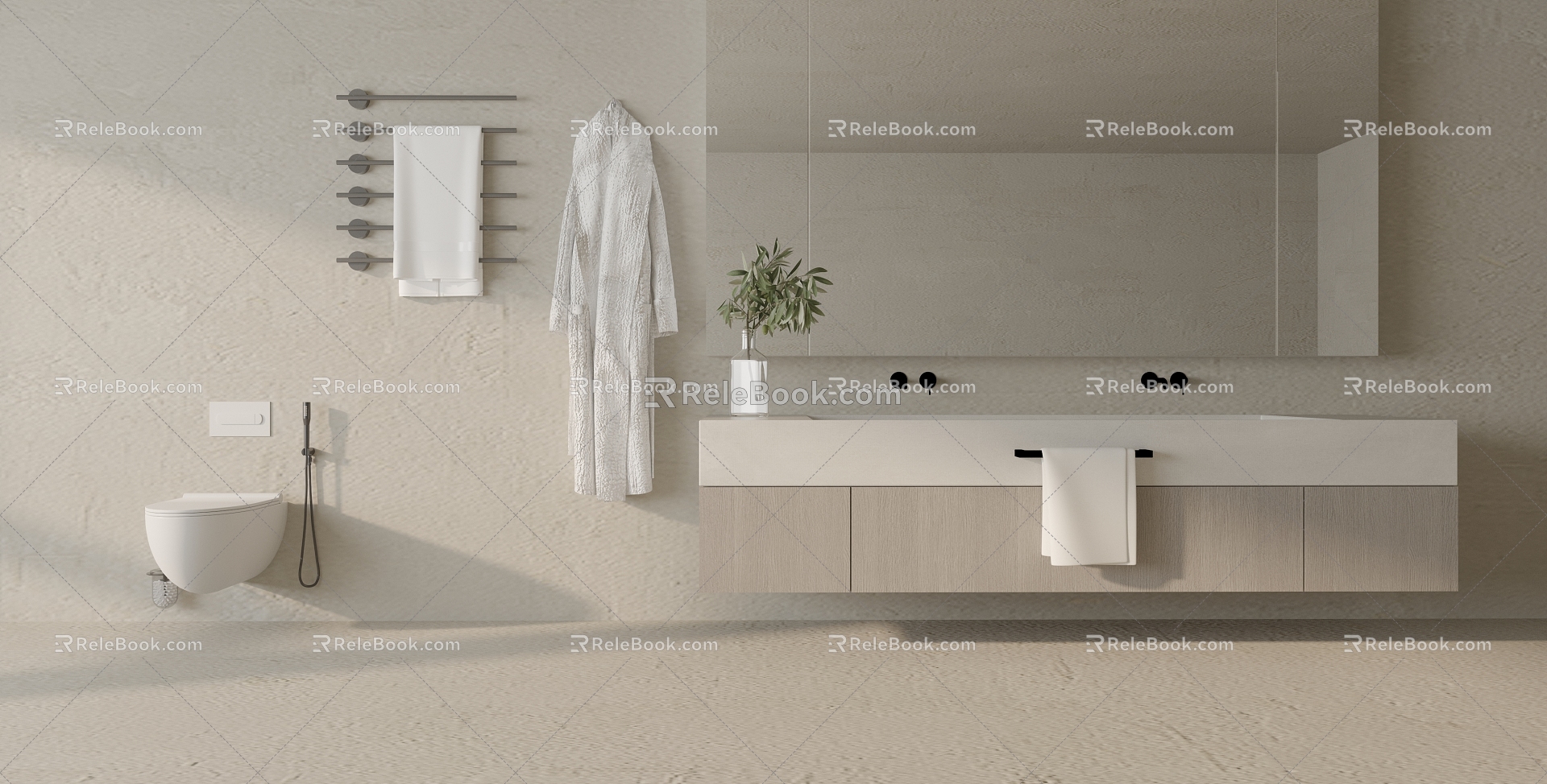 Modern washbasin combination bath combination 3d model