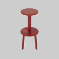 Red Bar Stool With Round Seat Footrest And Three Legs Design 3d model