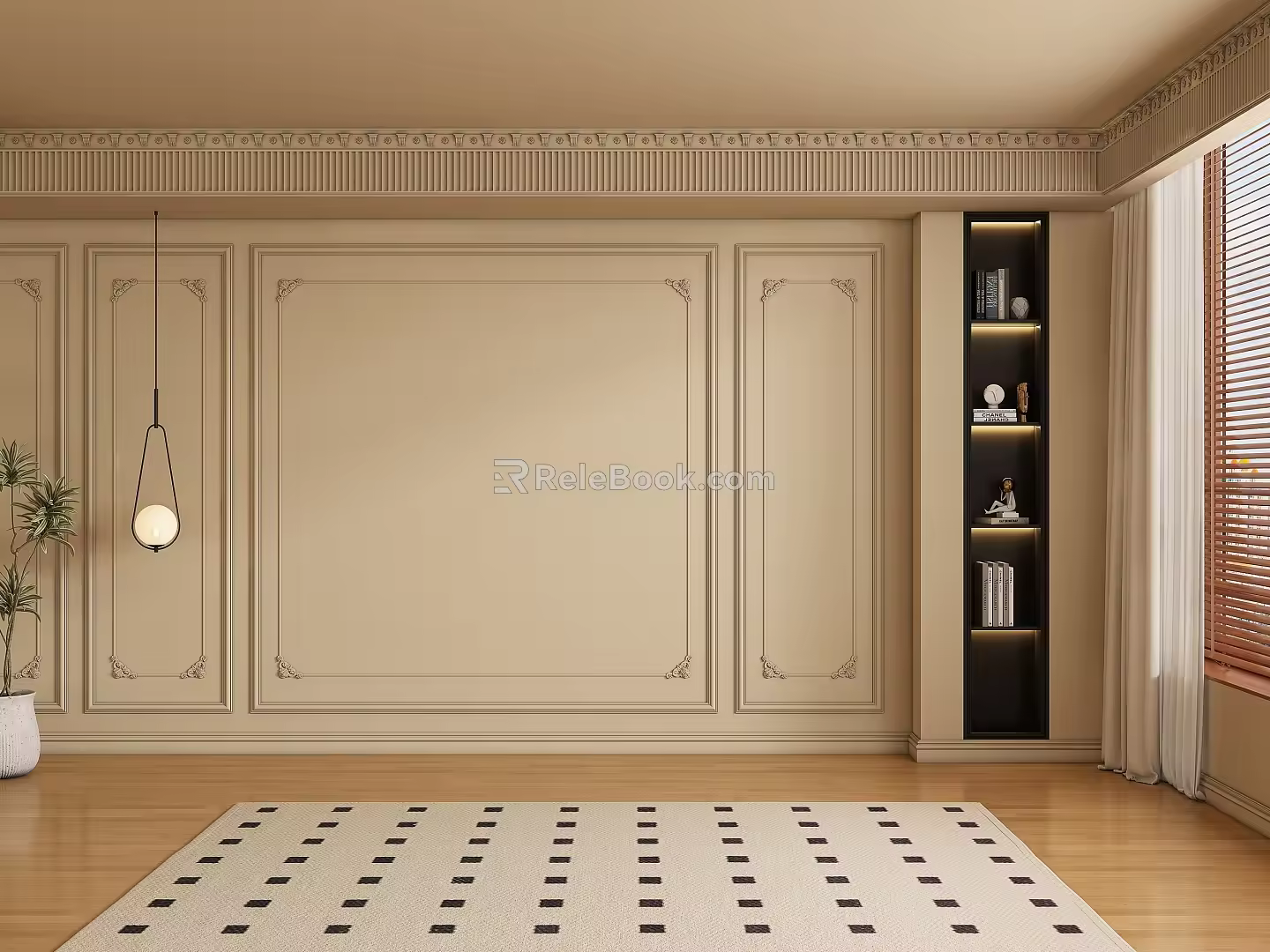 Middle ancient background wall 3d model