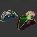 Daily Living Blue Hats Featuring Yellow Trim Red Badge and Black Feather